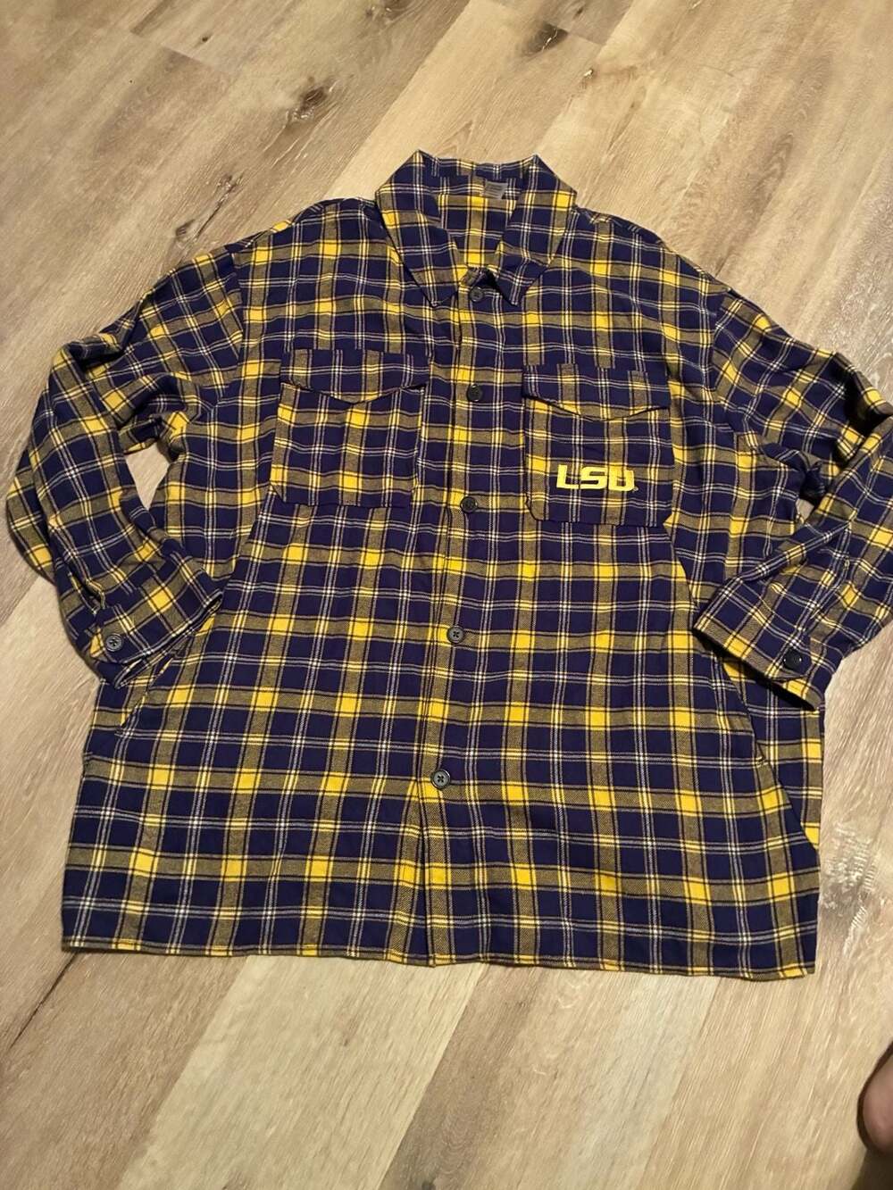 Concepts Sport LSU Tigers Purple and Yellow Plaid Flannel Button-Up Shirt XXL